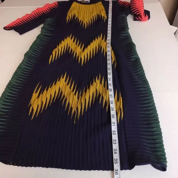 VINTAGE M Missoni Knit Dress short sleeve zig zag blue mustard green pink size? - Picture 6 of 10